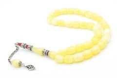 Sarı Kırmızı Nakkaş İmameli Kapsül Kesim Beyrut Damla Kehribar Tesbih