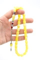 Sarı Kırmızı Nakkaş İmameli Kapsül Kesim Beyrut Damla Kehribar Tesbih