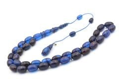 Mehmet Arıcı İmzalı Beyzi Kesim Lacivert Siyah Sıkma Kehribar Tesbih