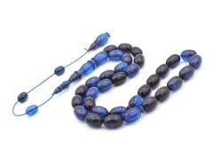 Mehmet Arıcı İmzalı Beyzi Kesim Lacivert Siyah Sıkma Kehribar Tesbih