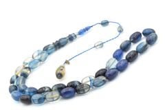 Mehmet Arıcı İmzalı Beyzi Kesim Mavi Siyah Sıkma Kehribar Tesbih