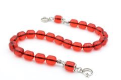 Usta İşi Fıçı Kesim Kırmızı Toz Pres Kehribar Zaza Tesbih