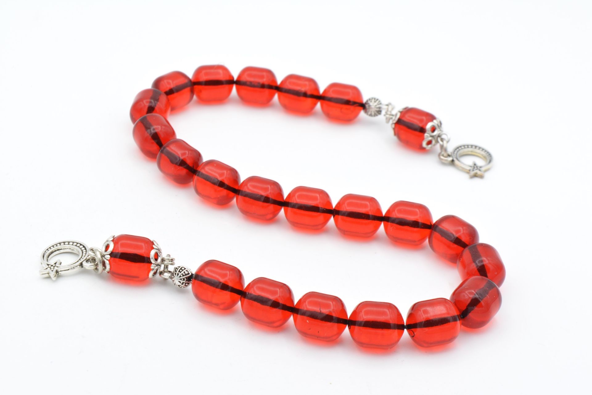 Usta İşi Fıçı Kesim Kırmızı Toz Pres Kehribar Zaza Tesbih