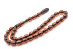 Usta İşi Şenalp Model Fıçı Kesim Turuncu Sıkma Kehribar Tesbih