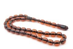 Usta İşi Şenalp Model Fıçı Kesim Turuncu Sıkma Kehribar Tesbih