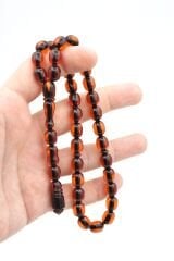 Usta İşi Şenalp Model Fıçı Kesim Turuncu Sıkma Kehribar Tesbih