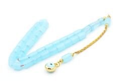 Altın Kaplama Kamçılı Kesme Model Turkuaz Sıkma Kehribar Tesbih