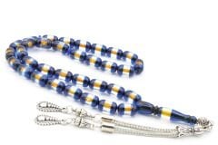 Kapsül Kesim Günlük Boy Sarı Lacivert Sürmeli Sıkma Kehribar Tesbih