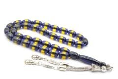 Kapsül Kesim Günlük Boy Sarı Lacivert Sürmeli Sıkma Kehribar Tesbih