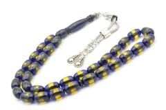 Kapsül Kesim Günlük Boy Sarı Lacivert Sürmeli Sıkma Kehribar Tesbih