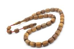 Mustafa Uysal Yapımı Fıçı Kesim Kahverengi Abanoz Ağacı Tesbih