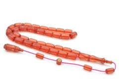 Hikmet Al Said İmzalı Kapsül Kesim Pembe Blok Zar Kehribar Tesbih