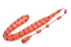 Hikmet Al Said İmzalı Kapsül Kesim Pembe Blok Zar Kehribar Tesbih