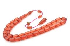 Hikmet Al Said İmzalı Kapsül Kesim Pembe Blok Zar Kehribar Tesbih