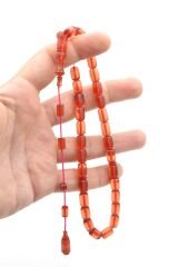 Hikmet Al Said İmzalı Kapsül Kesim Pembe Blok Zar Kehribar Tesbih