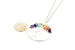 Hakiki 7 Farklı Doğal Taş Çakra Hayat Ağacı Kolye Ucu 001