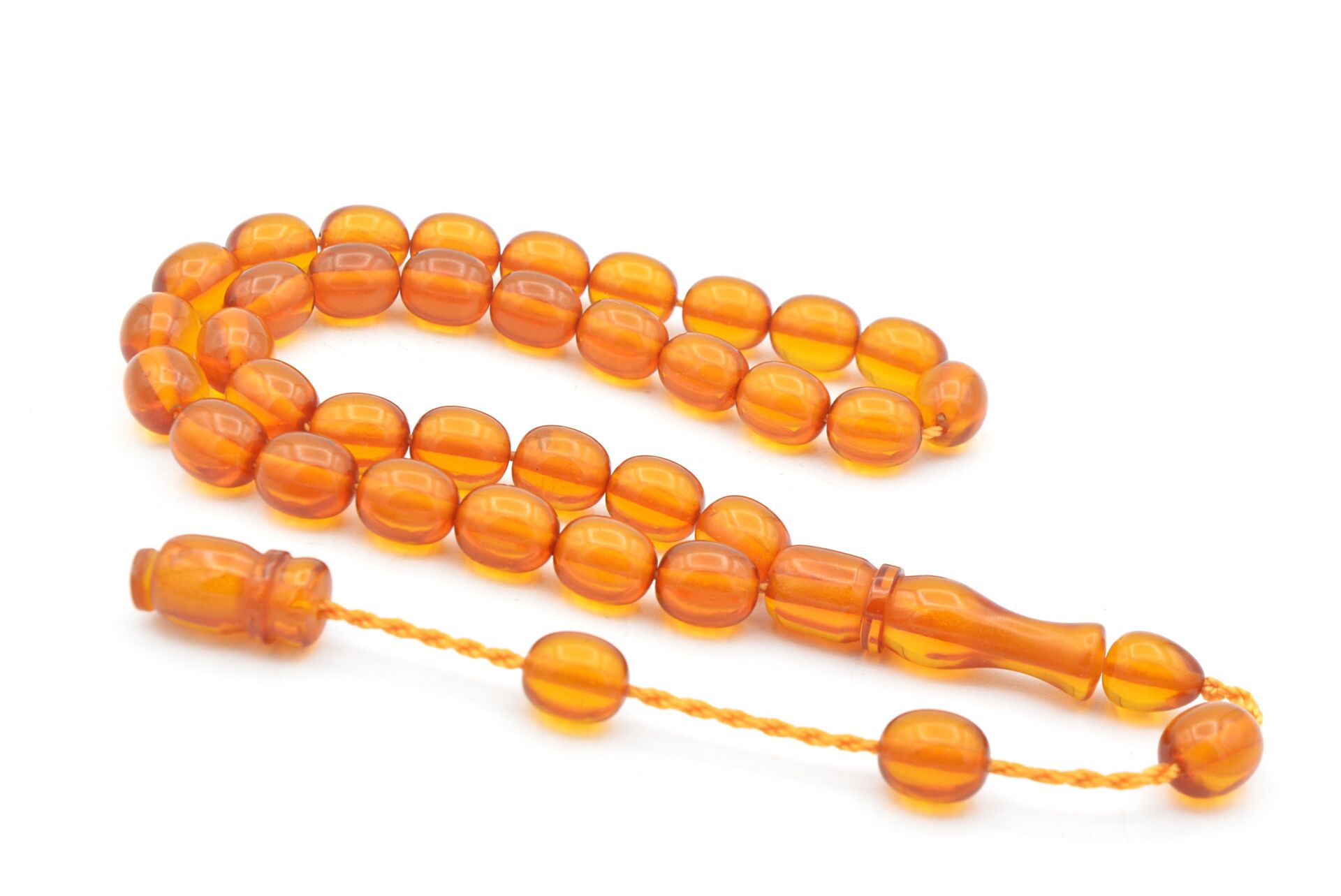 Şükrü Baba Yapımı Bilek Boy Turuncu Sıkma Kehribar Tesbih