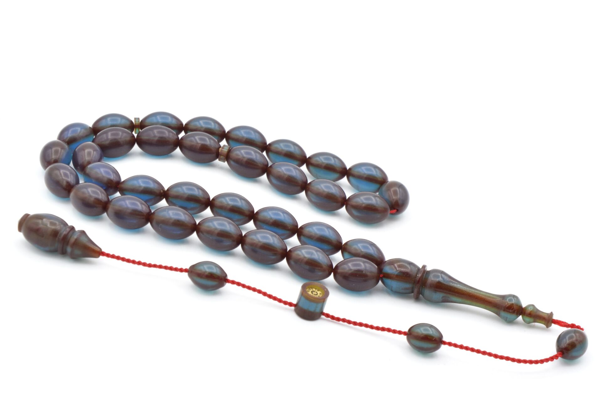 Hikmet Al Said İmzalı Beyzi Kesim Lacivert Ateş Kehribar Tesbih