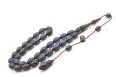 Hikmet Al Said İmzalı Beyzi Kesim Lacivert Ateş Kehribar Tesbih