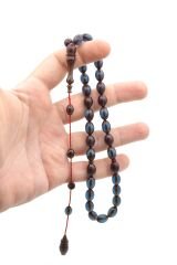 Hikmet Al Said İmzalı Beyzi Kesim Lacivert Ateş Kehribar Tesbih