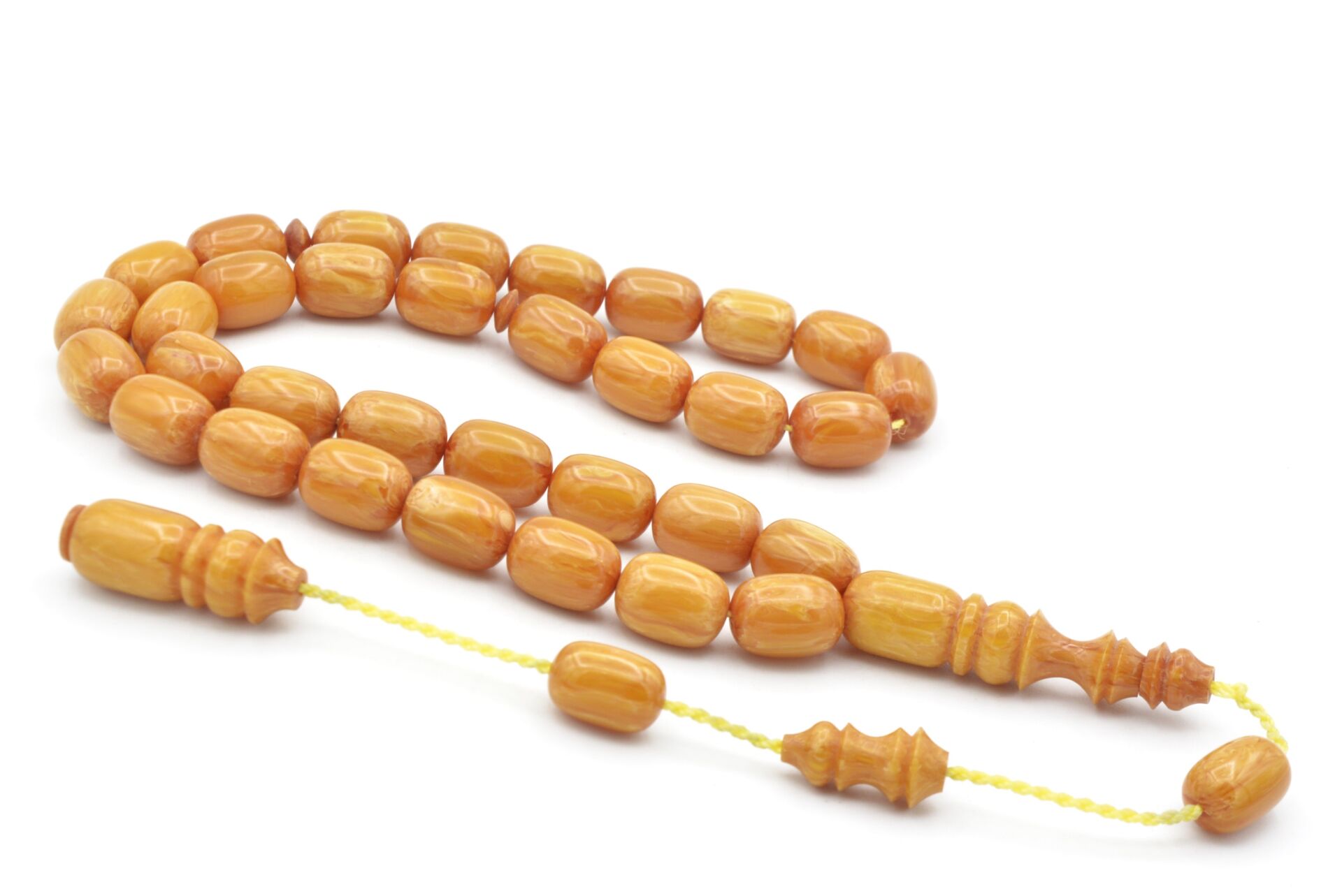 Usta İşi Sistemli Kapsül Kesim Hareli Sarı Katalin Tesbih