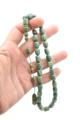 Usta İşi Sistemli Kapsül Kesim Hareli Turkuaz Katalin Tesbih