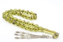 Küre Kesim Karıncalı Yeşil Toz Kehribar Tesbih 12 Mm