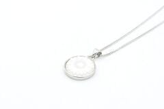 Hakiki Doğal Papatya Motifli Sedef Kolye Ucu