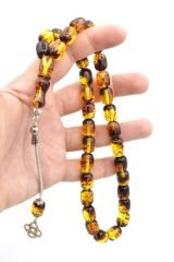 Damla Kehribar Benzeri Dev Boy Fıçı Kesim Fosilli Toz Kehribar Tesbih