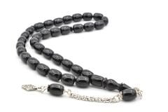 Gümüş Kaplama Kamçılı Kapsül Kesim Siyah Katalin Tesbih