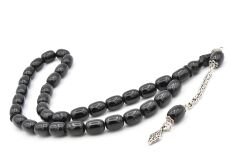 Gümüş Kaplama Kamçılı Kapsül Kesim Siyah Katalin Tesbih