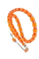 Gümüş Kaplama Kamçılı Kapsül Kesim Turuncu Katalin Tesbih