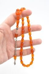 Gümüş Kaplama Kamçılı Kapsül Kesim Turuncu Katalin Tesbih