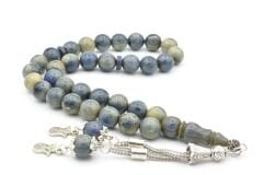 Gümüş Kaplama Kamçılı Küre Kesim Mavi Katalin Tesbih