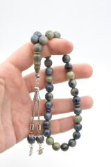 Gümüş Kaplama Kamçılı Küre Kesim Mavi Katalin Tesbih