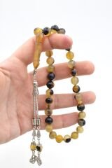 Gümüş Kaplama Püsküllü Sığırcık Kesim Ceylan Boynuzu Tesbih