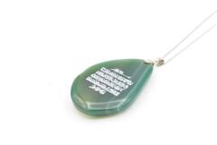 Ayetel Kürsi Yazılı Orijinal Yeşil Akik Kolye Ucu