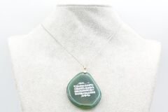 Ayetel Kürsi Yazılı Orijinal Yeşil Akik Kolye Ucu