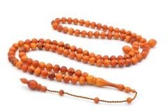 Sistemli Sığırcık Kesim 99 luk Hareli Turuncu Toz Kehribar Tesbih