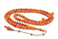 Sistemli Sığırcık Kesim 99 luk Hareli Turuncu Toz Kehribar Tesbih