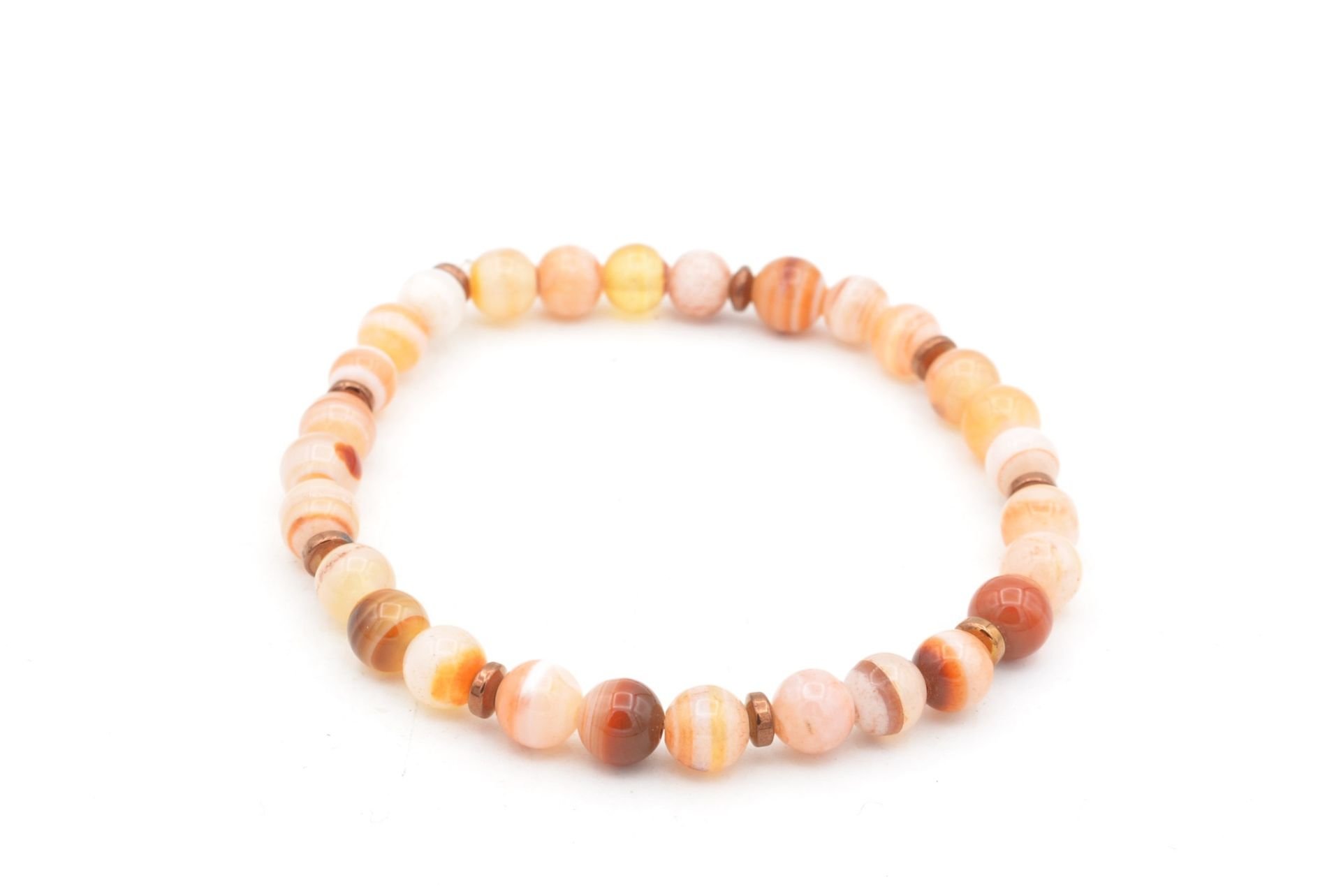 Hakiki Doğal Hematitli Çizgili Akik Taşı Bileklik