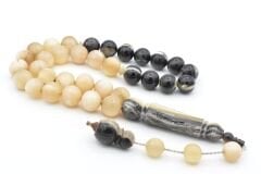 Sistemli Küre Kesim Çift Renkli Dev Boy Koç Boynuzu Tesbih 12 Mm