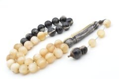 Sistemli Küre Kesim Çift Renkli Dev Boy Koç Boynuzu Tesbih 12 Mm