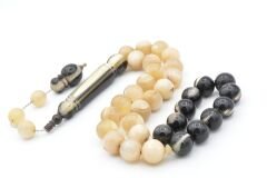 Sistemli Küre Kesim Çift Renkli Dev Boy Koç Boynuzu Tesbih 12 Mm