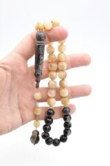 Sistemli Küre Kesim Çift Renkli Dev Boy Koç Boynuzu Tesbih 12 Mm