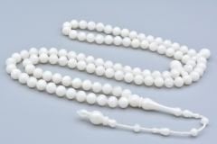 Sistemli Sığırcık Kesim 99 luk Sedefli Beyaz Toz Kehribar Tesbih