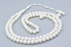 Sistemli Sığırcık Kesim 99 luk Sedefli Beyaz Toz Kehribar Tesbih