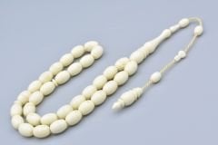 Sistemli Kapsül Kesim Hareli Beyaz Toz Kehribar Tesbih