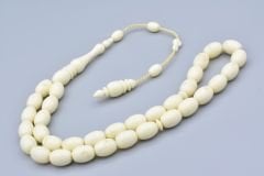 Sistemli Kapsül Kesim Hareli Beyaz Toz Kehribar Tesbih