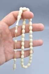 Sistemli Kapsül Kesim Hareli Beyaz Toz Kehribar Tesbih